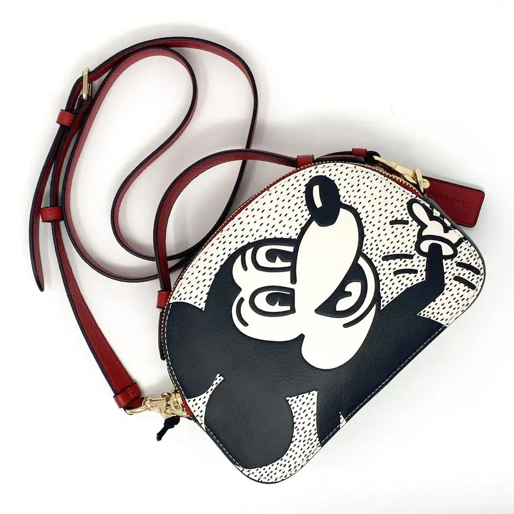 Coach Disney Mickey Mouse X Keith Haring Serena Satchel Chalk Leather C7234